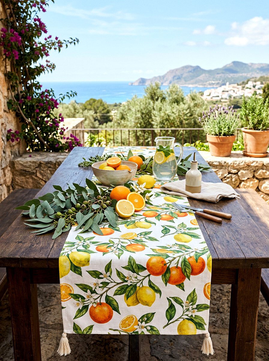 Citrus table runner - 25 Spring Cocktail Party Decor Ideas