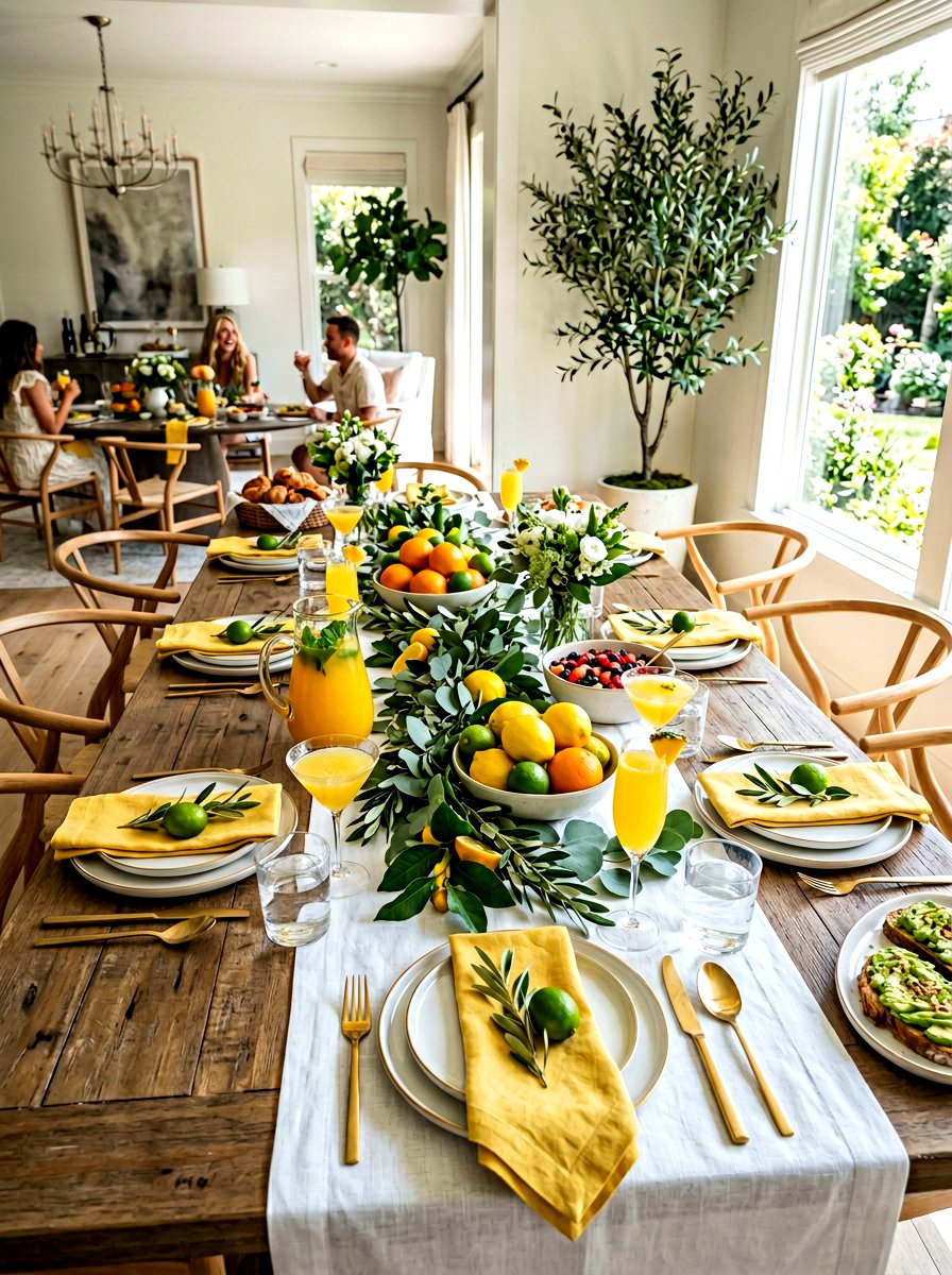 Citrus theme brunch table - 25 Spring Brunch Decor Ideas