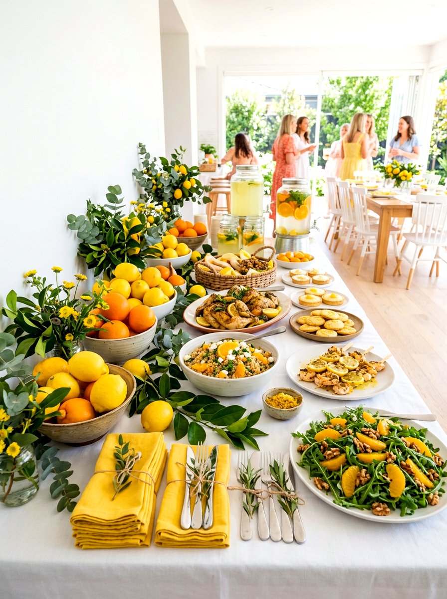 Citrus themed buffet - 25 Spring Buffet Table Decor Ideas