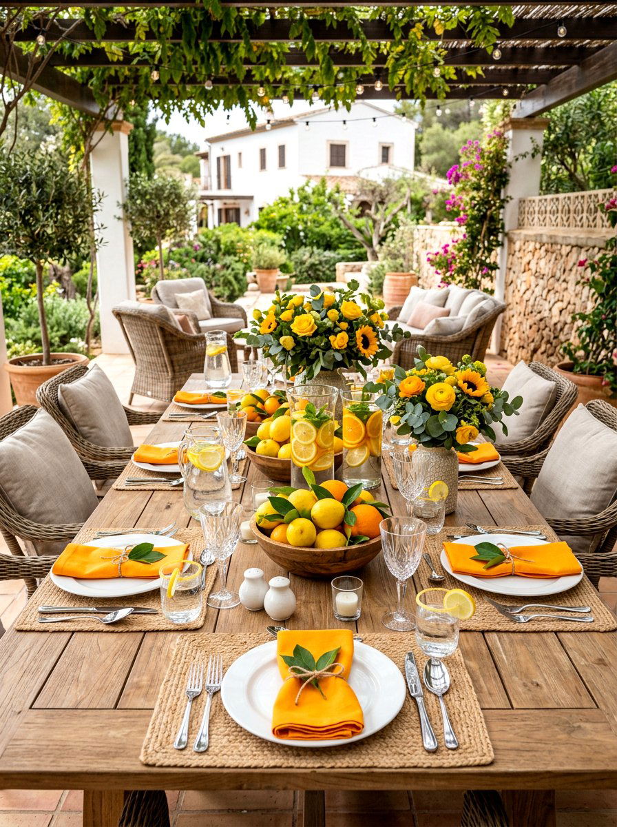 Citrus themed table decor - 25 Spring Bridesmaid Luncheon Ideas