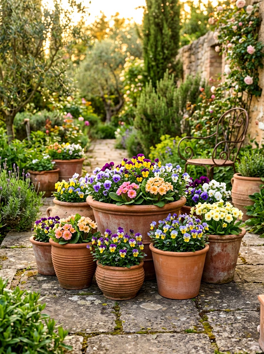 Classic Terracotta Pot Cluster - 25 Spring Sidewalk Planter Ideas