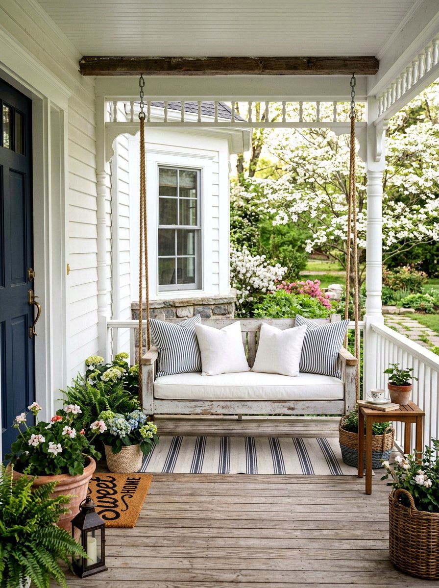 Classic Ticking Stripe Pillow - 25 Spring Outdoor Pillow Ideas