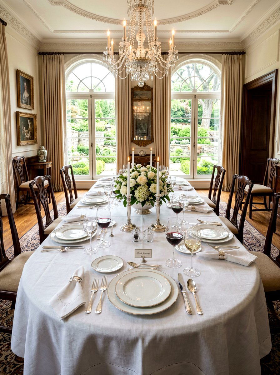 Classic white linen table - 25 Spring Mother's Day Table Ideas