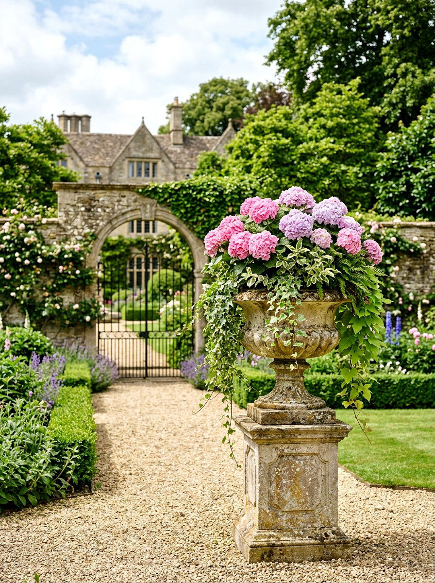 Classical Stone Urn - 25 Spring Front Yard Planter Ideas