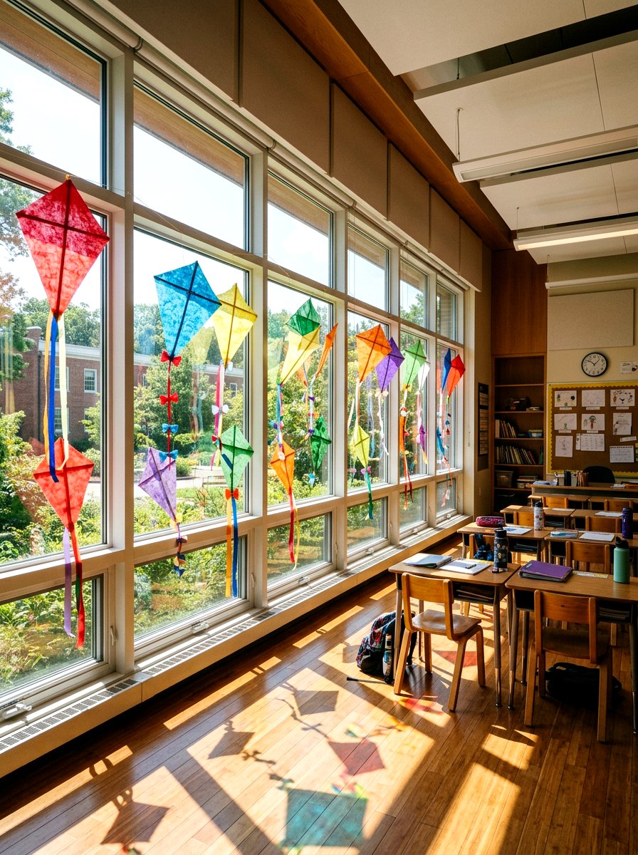 Classroom Window Kites - 25 Spring Classroom Decor Ideas