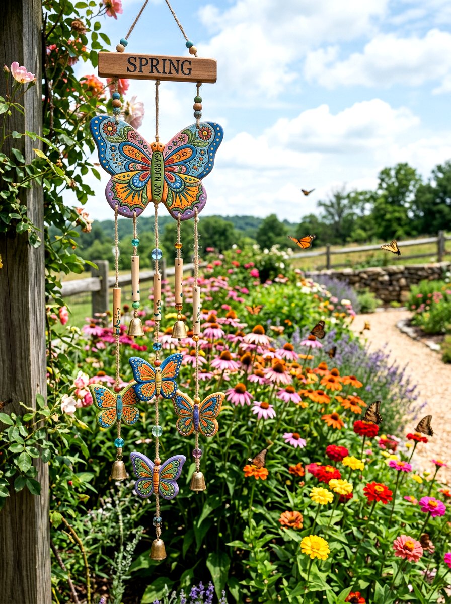 Clay butterfly wind chime - 25 Spring Wind Chime Ideas