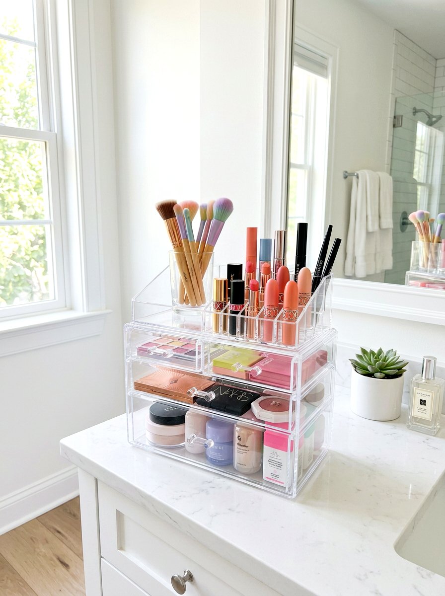 Clear Acrylic Organizer - 25 Spring Bathroom Tray Ideas