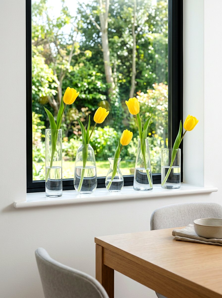 Clear Glass Bud Vase - 25 Spring Window Ledge Decor Ideas