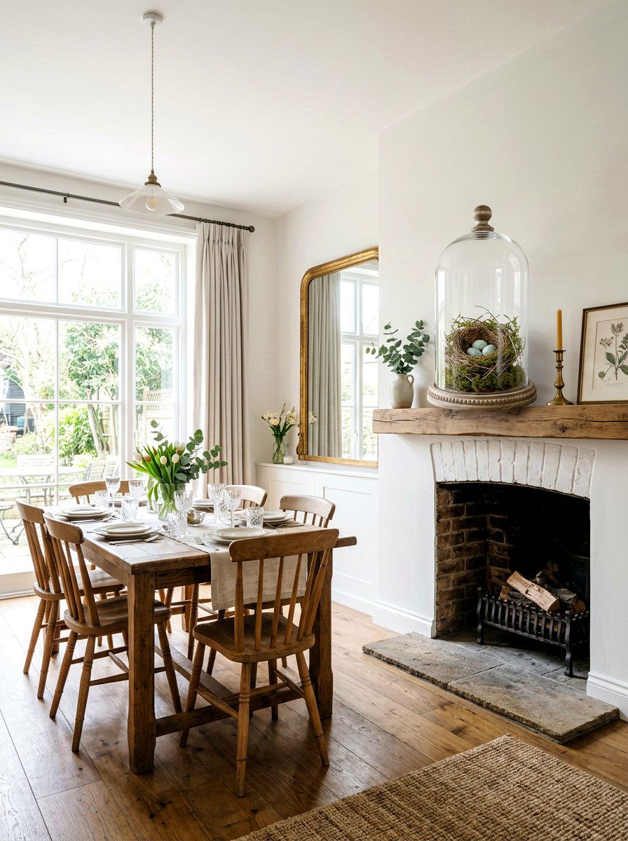 Clear Glass Cloche - 25 Spring Modern Mantel Ideas