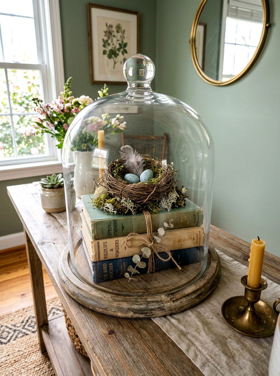 Clear Glass Cloche - 25 Spring Thrift Flip Decor Ideas