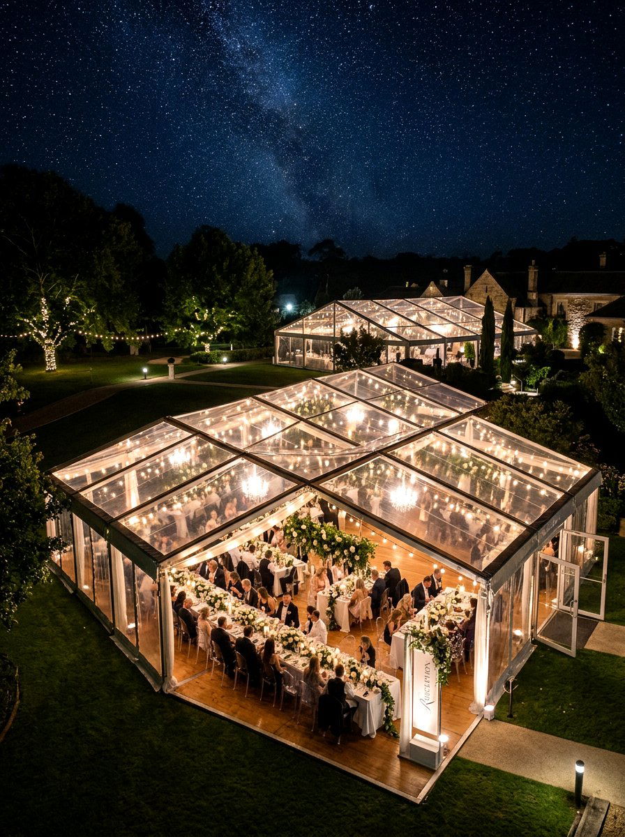 Clear Marquee Reception - 25 Spring Wedding Reception Decor Ideas