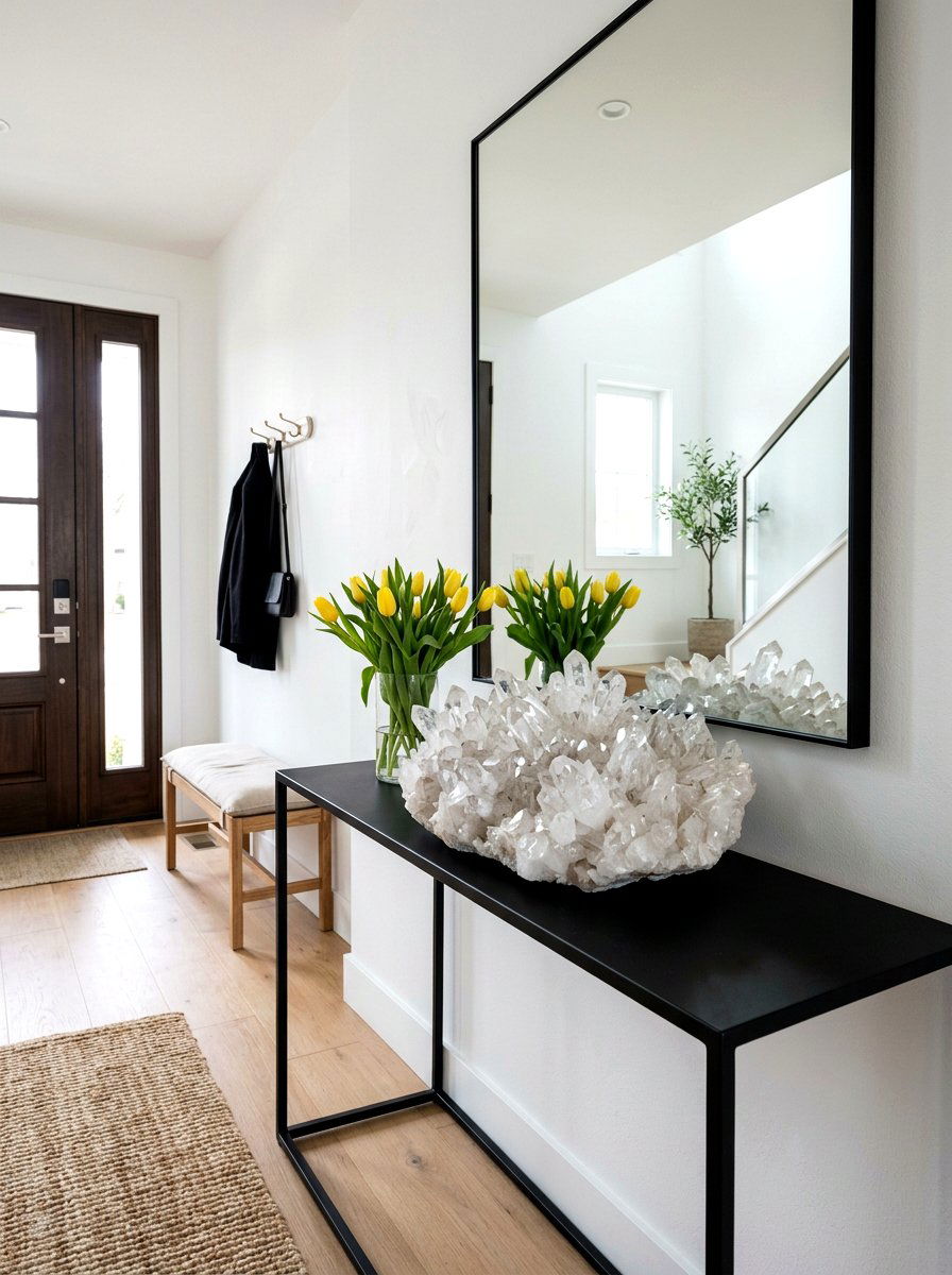 Clear Quartz Cluster Display - 25 Spring Crystal Decor Ideas