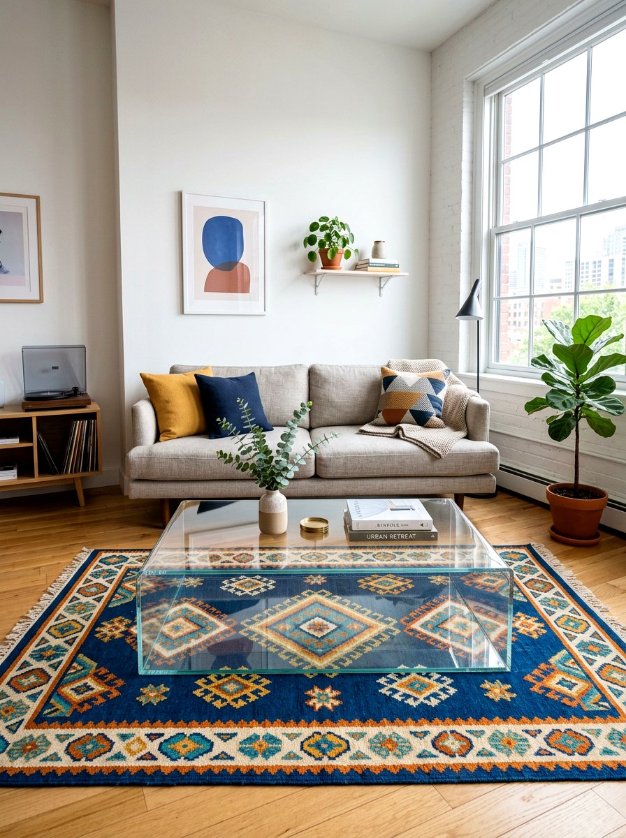 Clear coffee table - 25 Spring Decorating Tips for Small Spaces