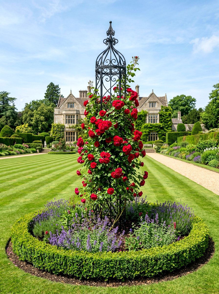 Climbing Rose Metal Obelisk - 25 Spring Climbing Rose Ideas