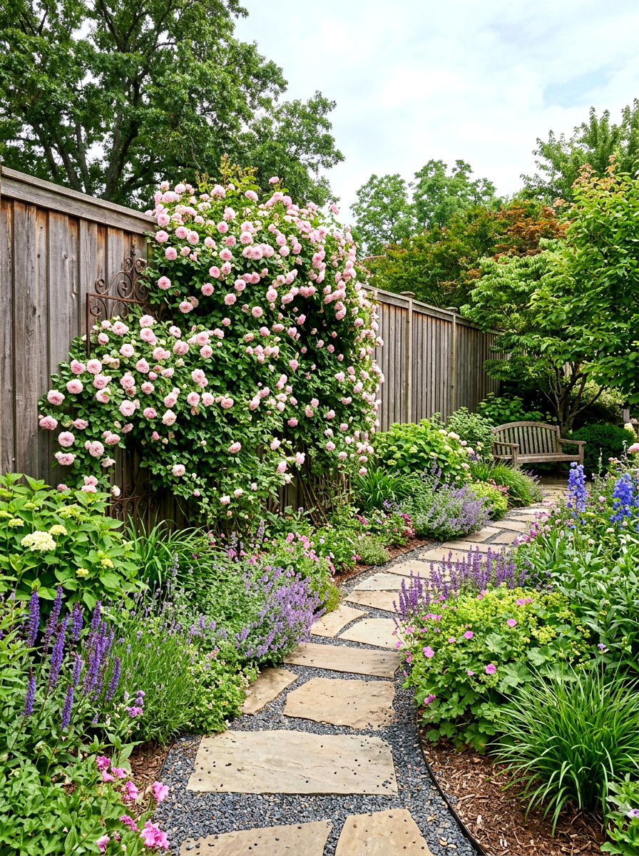 Climbing rose trellis - 25 Spring Fence Line Decor Ideas