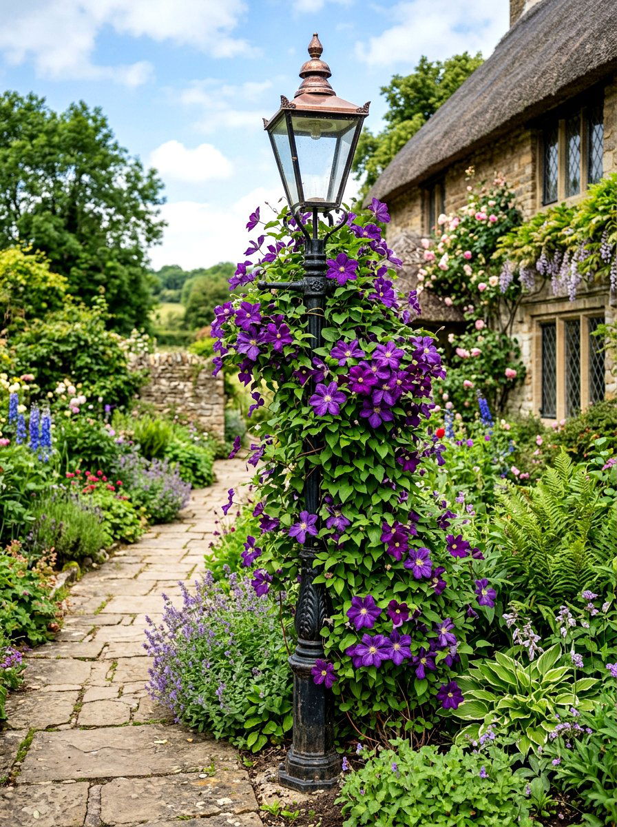 Climbing vine lamp post - 25 Spring Lamp Post Decor Ideas