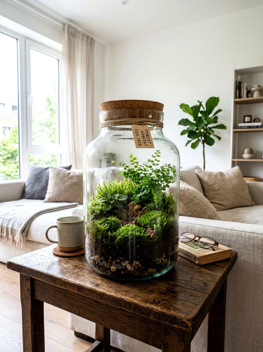 Closed Glass Jar Moss Garden - 25 Spring DIY Terrarium Ideas