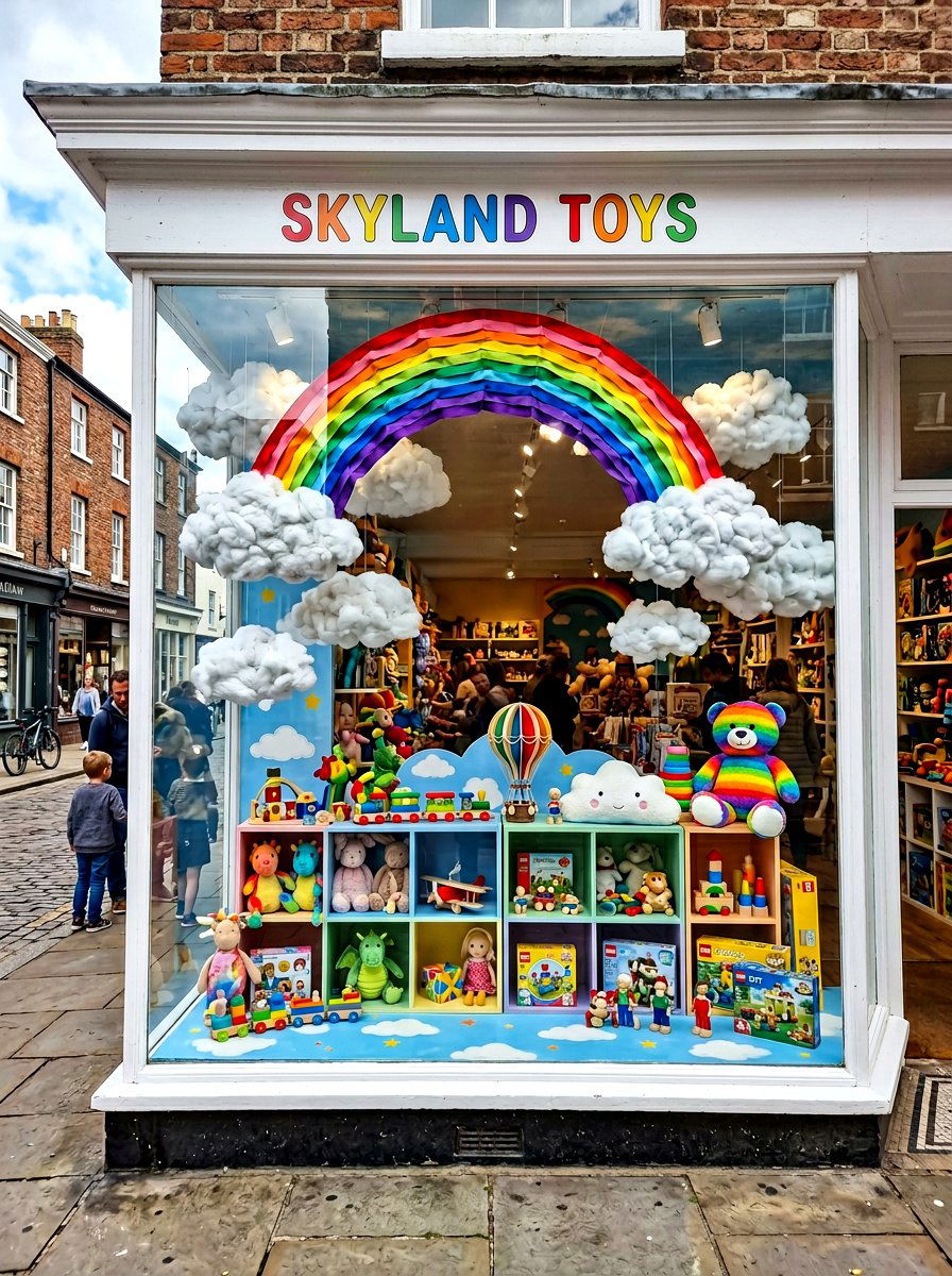 Cloud And Rainbow Decor - 25 Spring Store Window Ideas