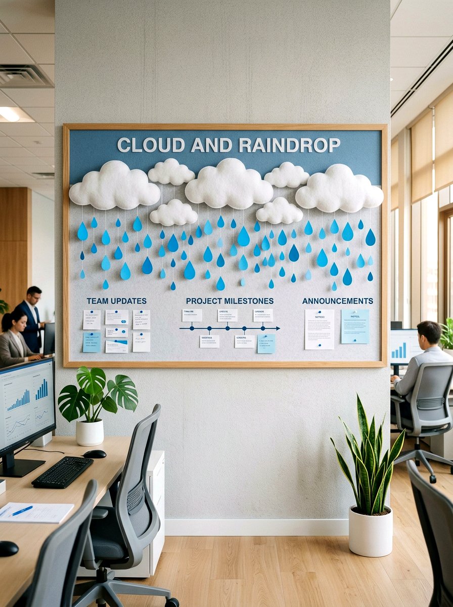 Cloud And Raindrop - 25 Spring Bulletin Board Ideas