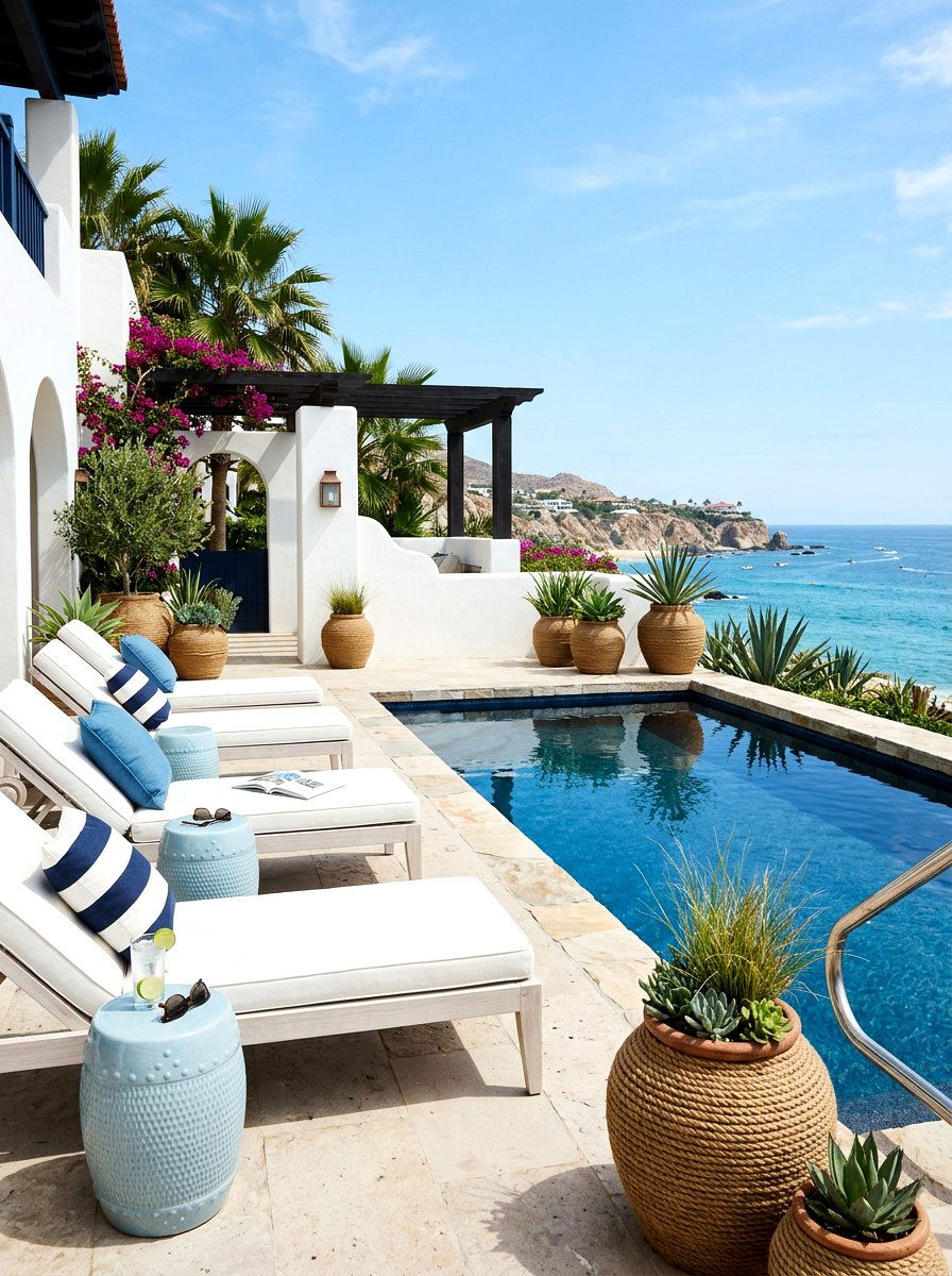 Coastal Blue Decor - 25 Spring Poolside Decor Ideas