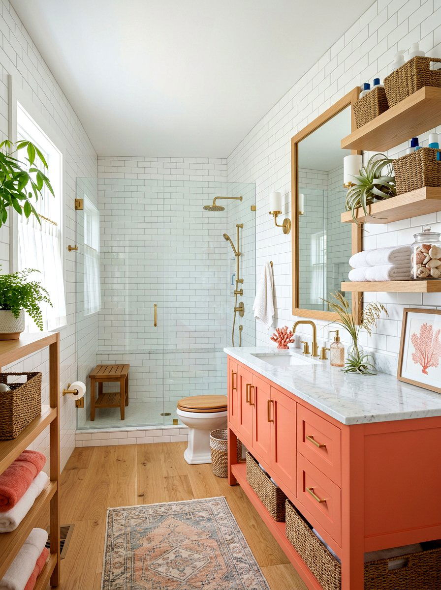 Coastal Coral Bathroom Decor - 25 Spring Coral Decor Ideas