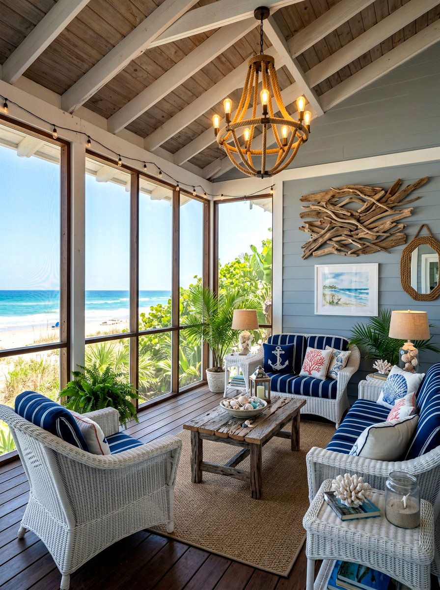 Coastal Decor Theme - 25 Spring Screened Porch Decor Ideas