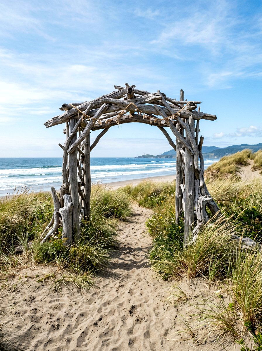 Coastal Driftwood Arbor - 25 Spring Arbor Entrance Decor Ideas
