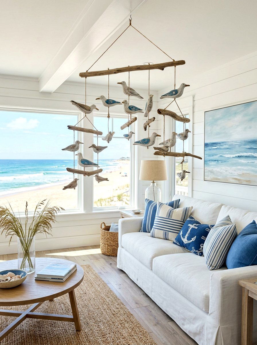 Coastal Driftwood Bird Mobile - 25 Spring Bird Mobile Ideas