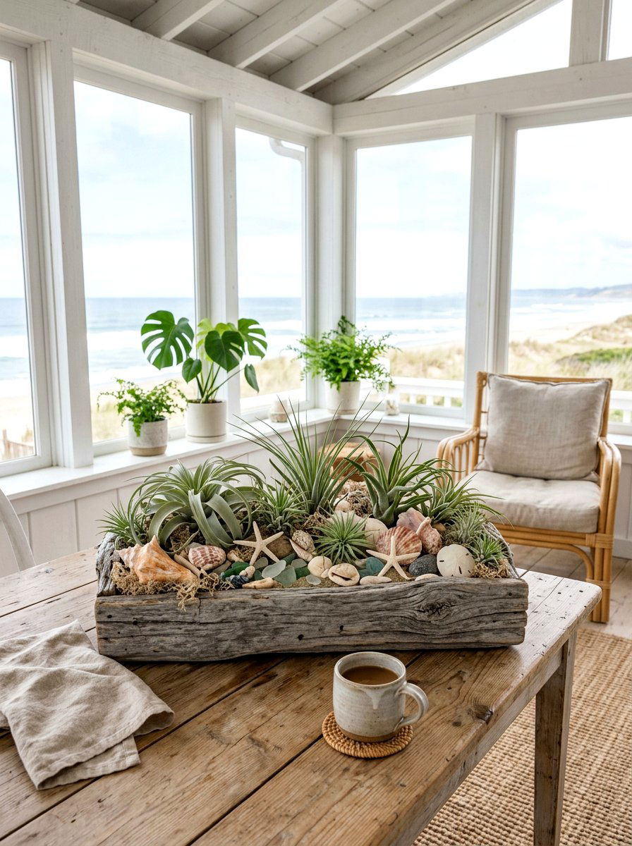 Coastal Driftwood Floral Box - 25 Spring Wooden Box Decor Ideas