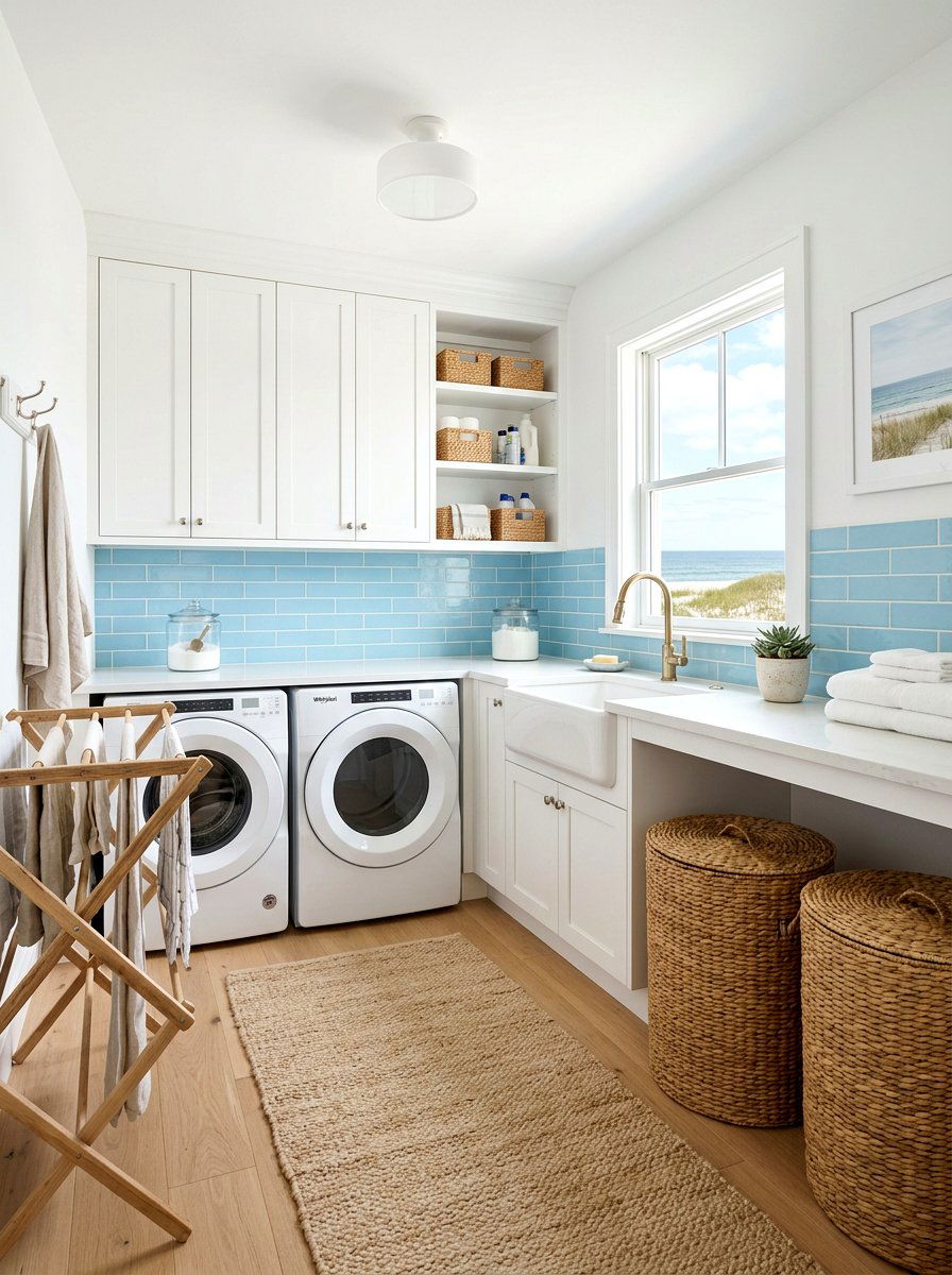 Coastal Laundry Room - 25 Spring Coastal Decor Ideas