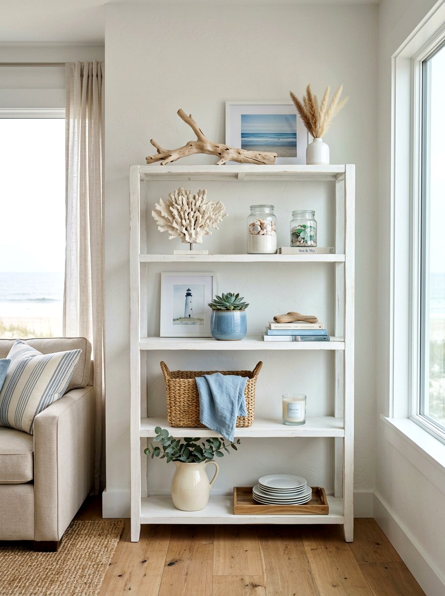 Coastal Living Room Shelf - 25 Spring Living Room Shelf Ideas