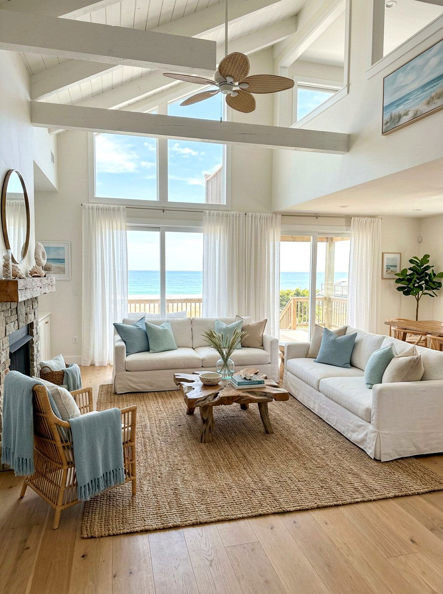 Coastal Living Room - 25 Spring Coastal Decor Ideas