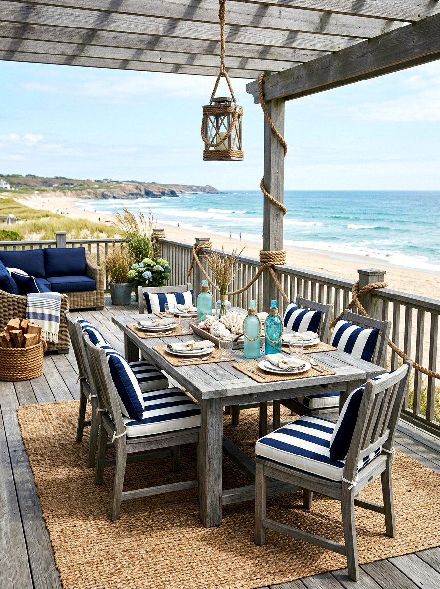Coastal Outdoor Area - 25 Spring Outdoor Dining Decor Ideas