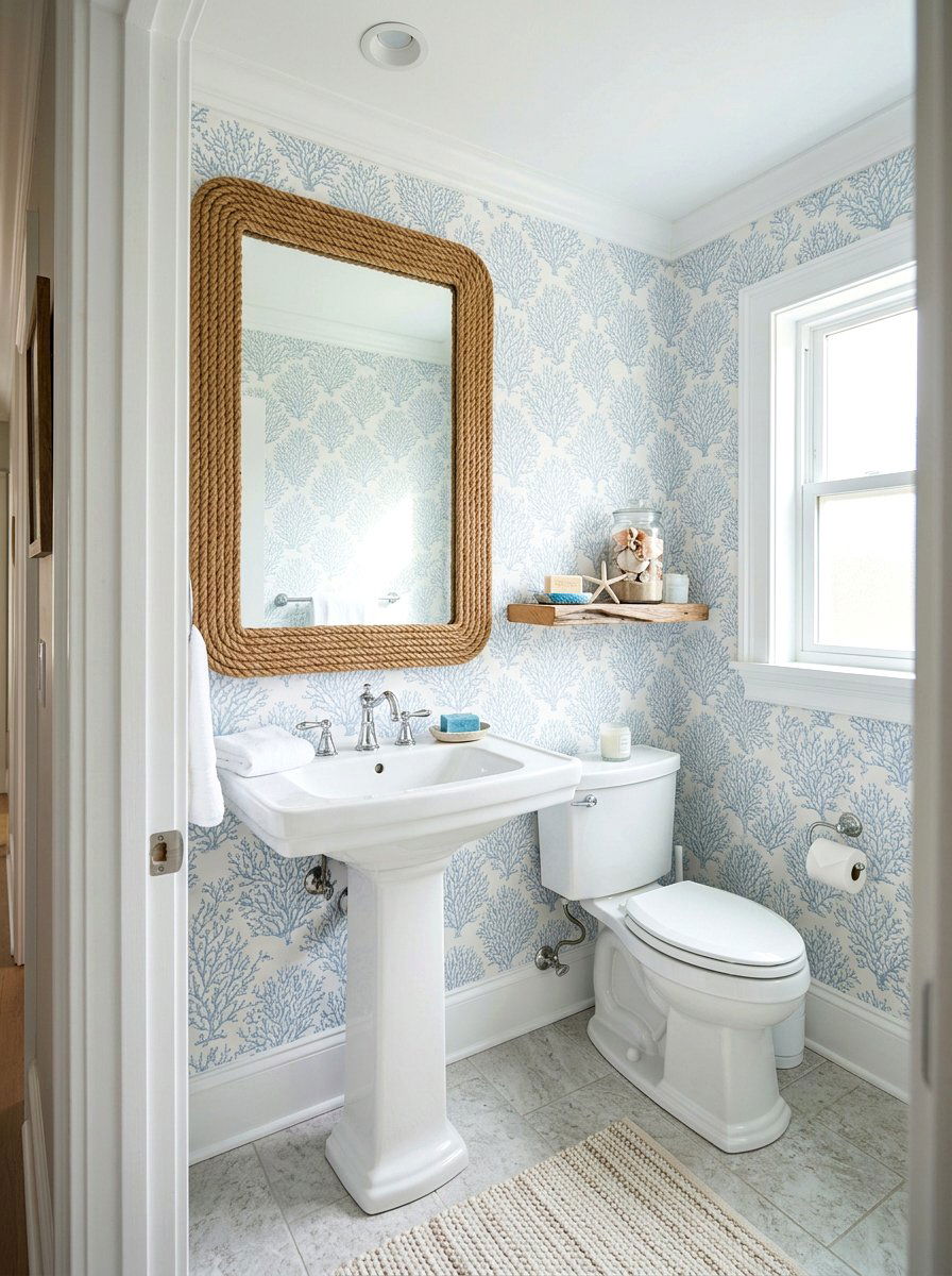 Coastal Powder Room - 25 Spring Coastal Decor Ideas