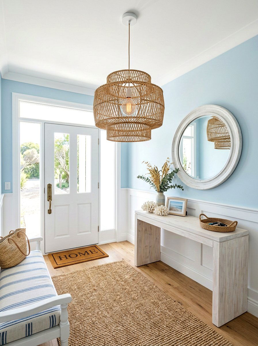 Coastal Rattan Foyer Light - 25 Spring Foyer Chandelier Ideas