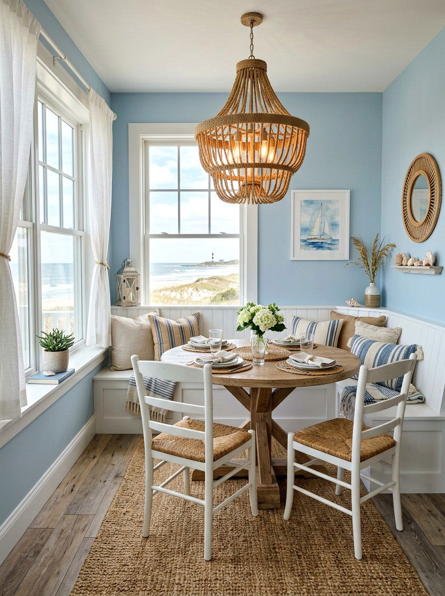 Coastal Rope Chandelier - 25 Spring Dining Room Chandelier Ideas