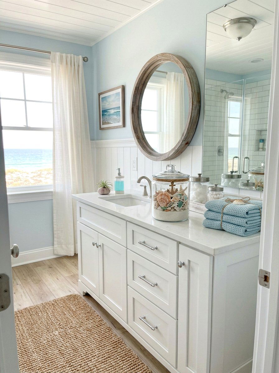 Coastal Seashell Bathroom Jar - 25 Spring Bathroom Jar Ideas