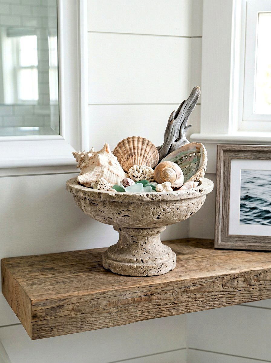 Coastal Shell Pedestal Bowl Display - 25 Spring Pedestal Bowl Ideas