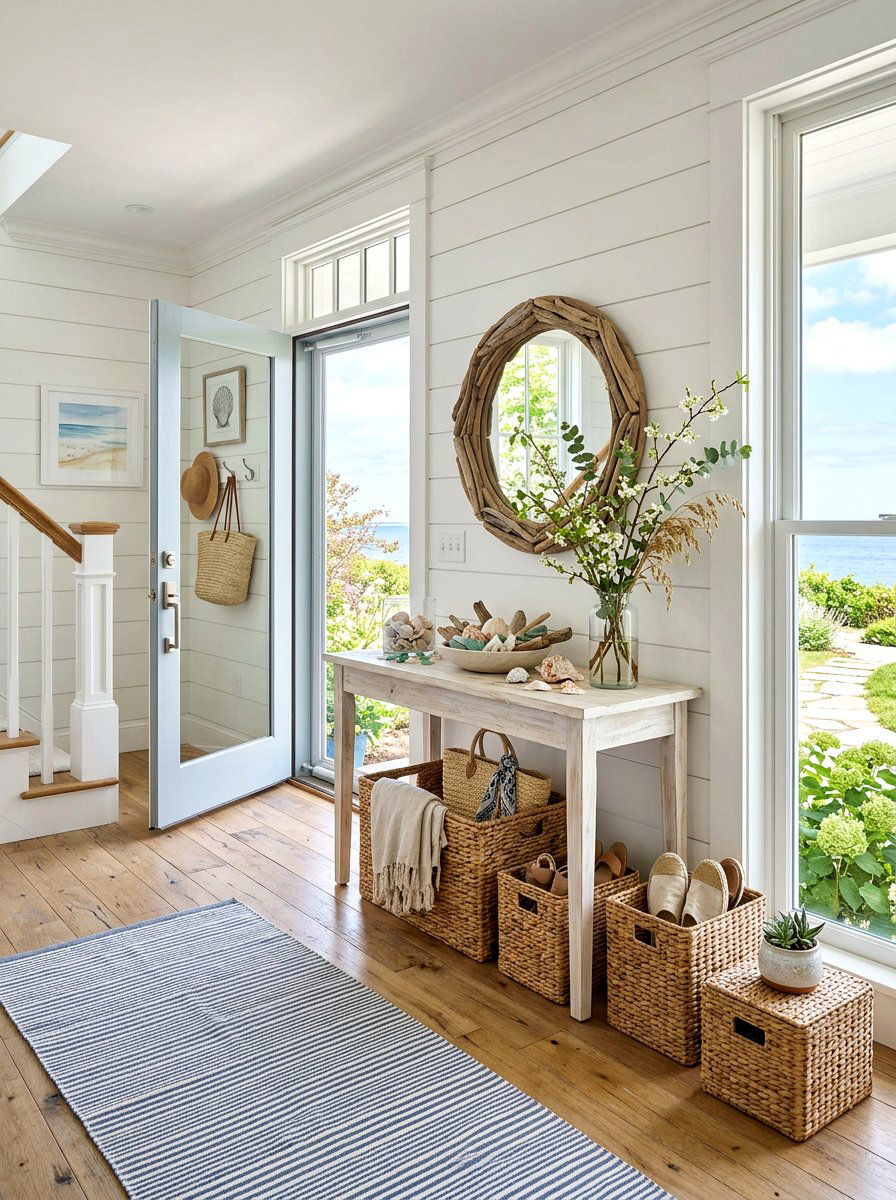 Coastal Spring Entry - 25 Spring Landing Decor Ideas