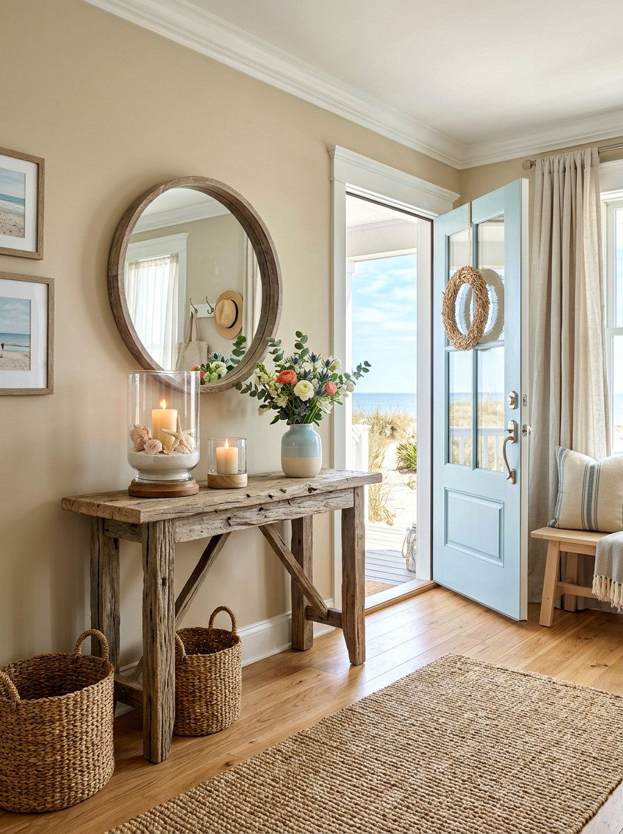 Coastal Spring Entryway - 25 Spring Entryway Table Decor Ideas
