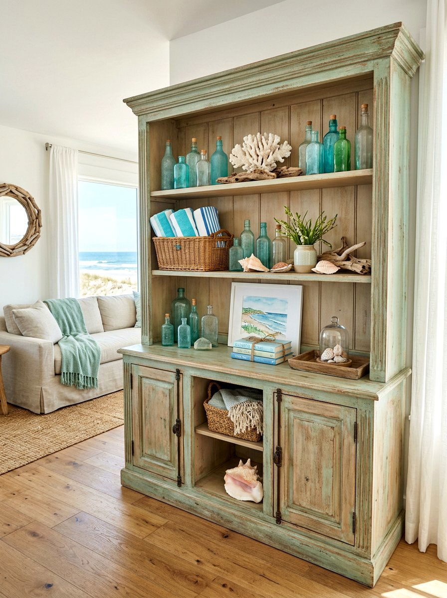 Coastal Spring Hutch - 25 Spring Hutch Decor Ideas