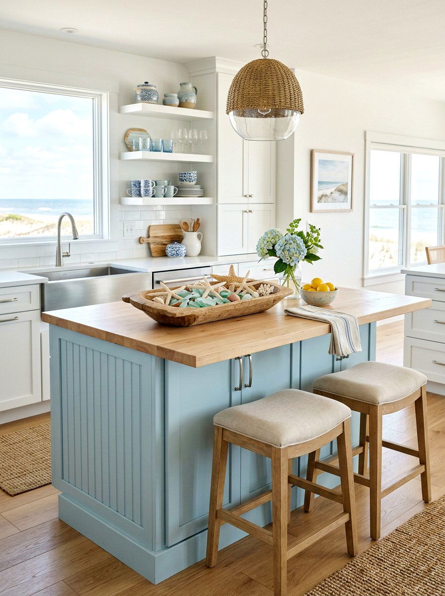 Coastal Spring Kitchen Island Vibe - 25 Spring Kitchen Island Decor Ideas