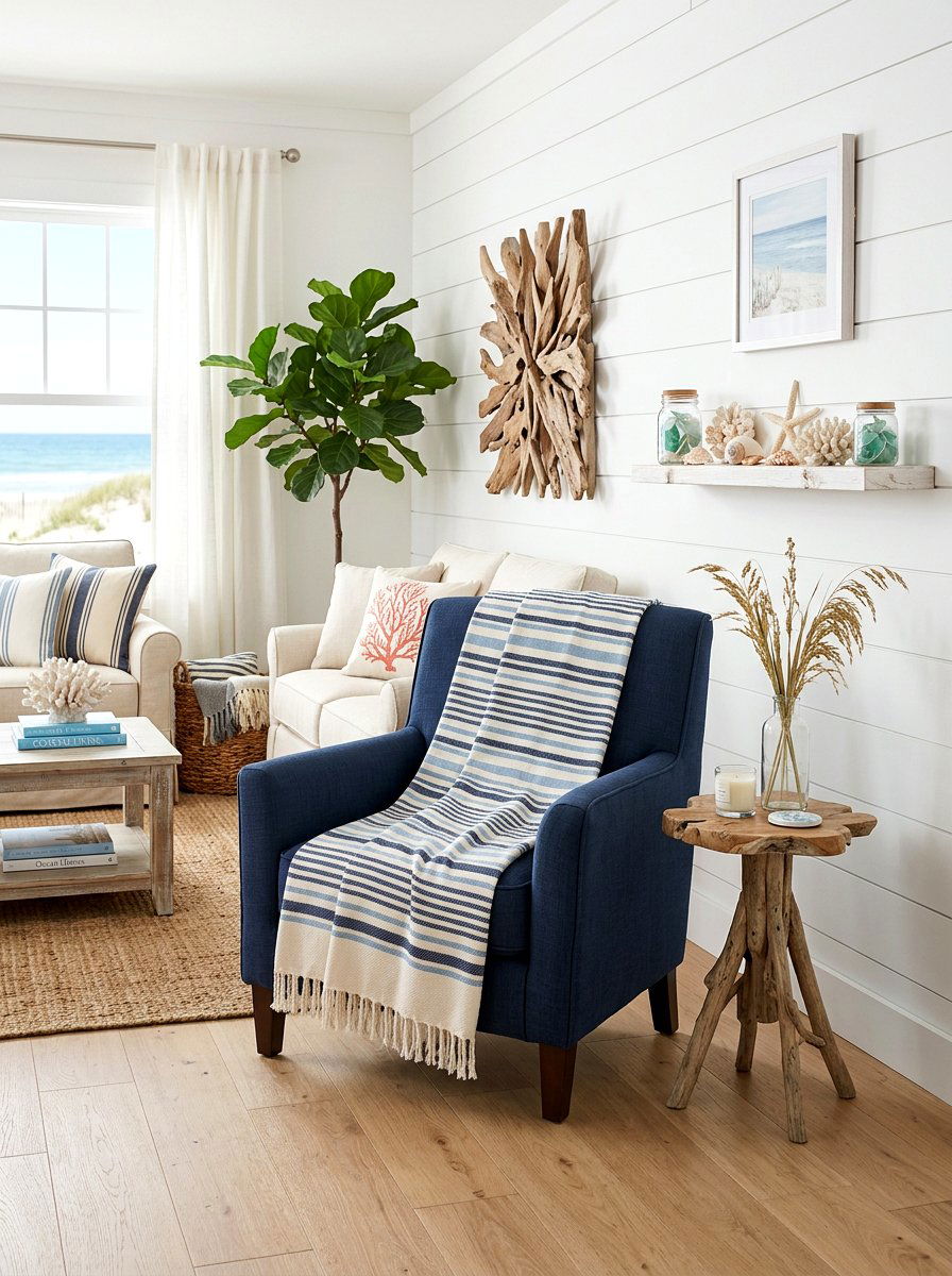 Coastal Striped Cotton Blanket - 25 Spring Cotton Throw Ideas