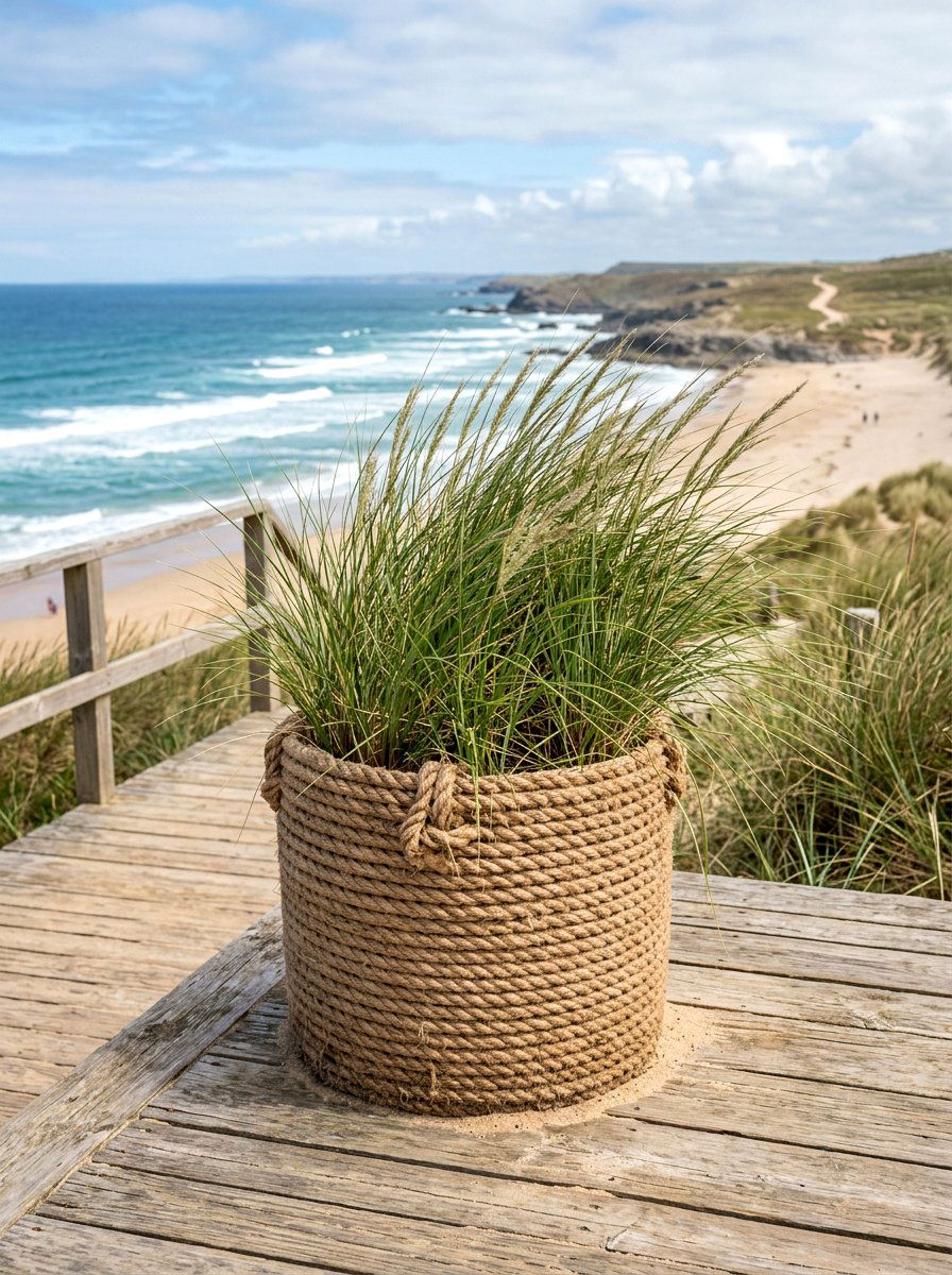 Coastal Style Rope Planter - 25 Spring Garden Planter Ideas