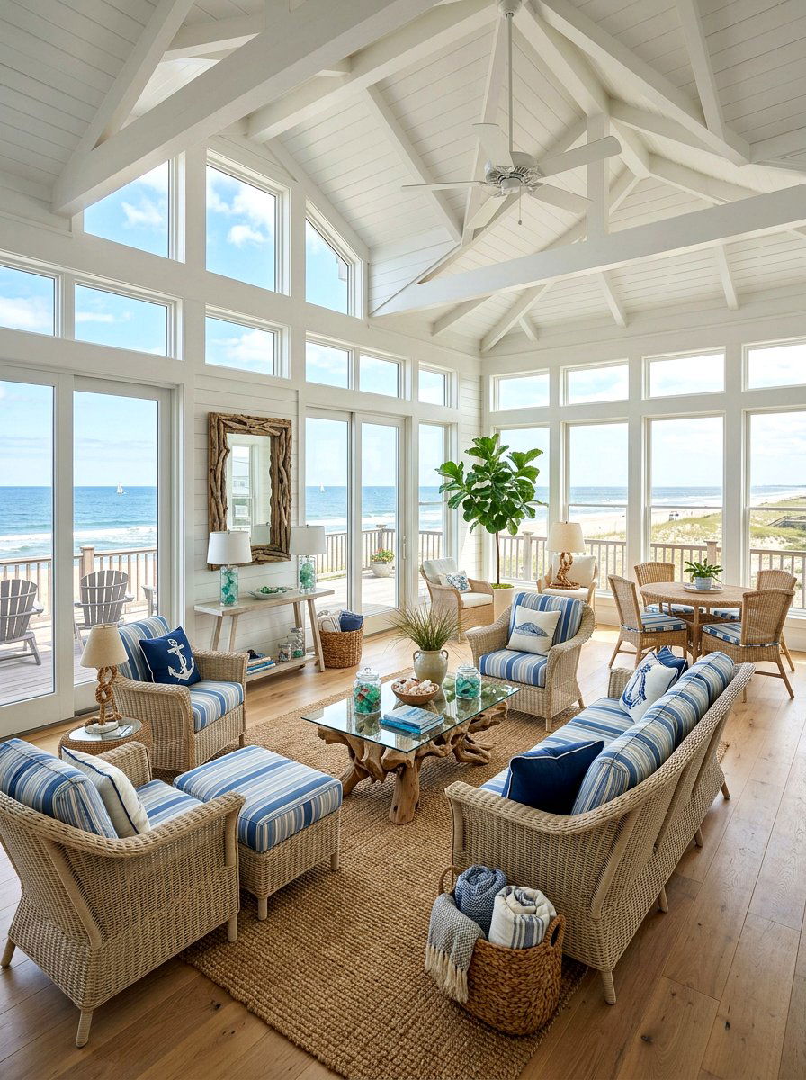 Coastal Sunroom Decor - 25 Spring Enclosed Porch Decor Ideas