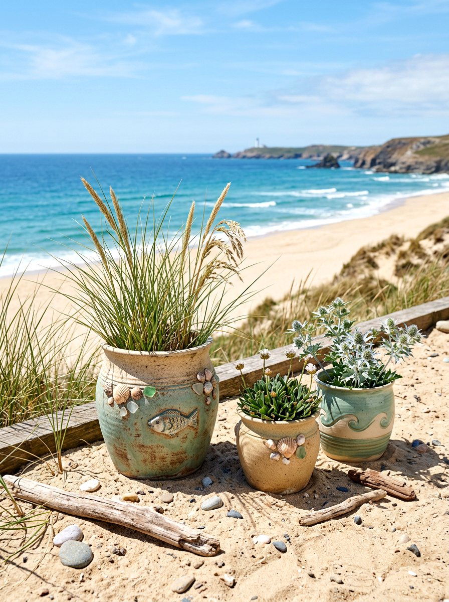 Coastal Theme Clay Pots - 25 Spring Clay Pot Flower Ideas