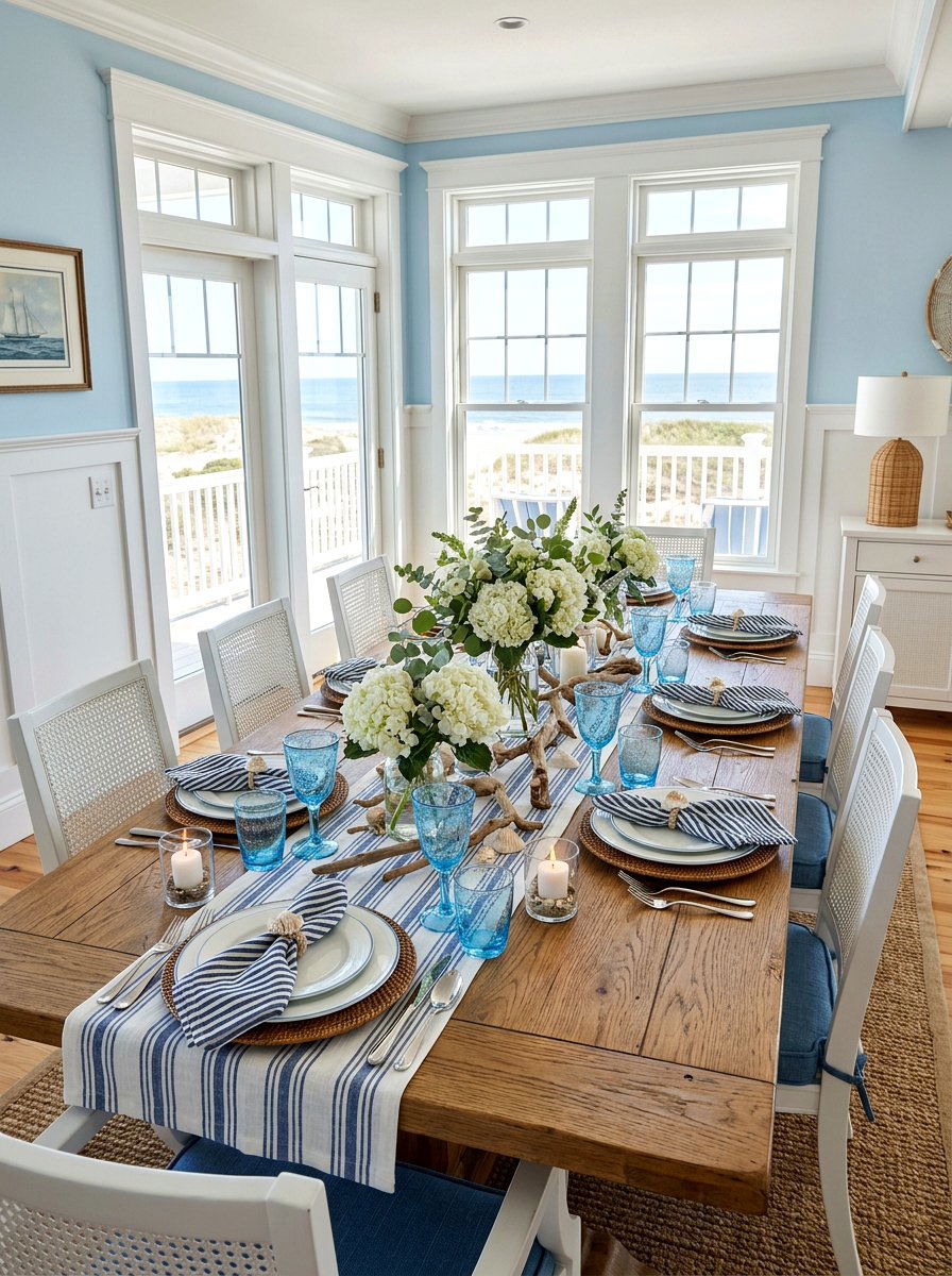 Coastal blue spring table - 25 Spring Mother's Day Table Ideas