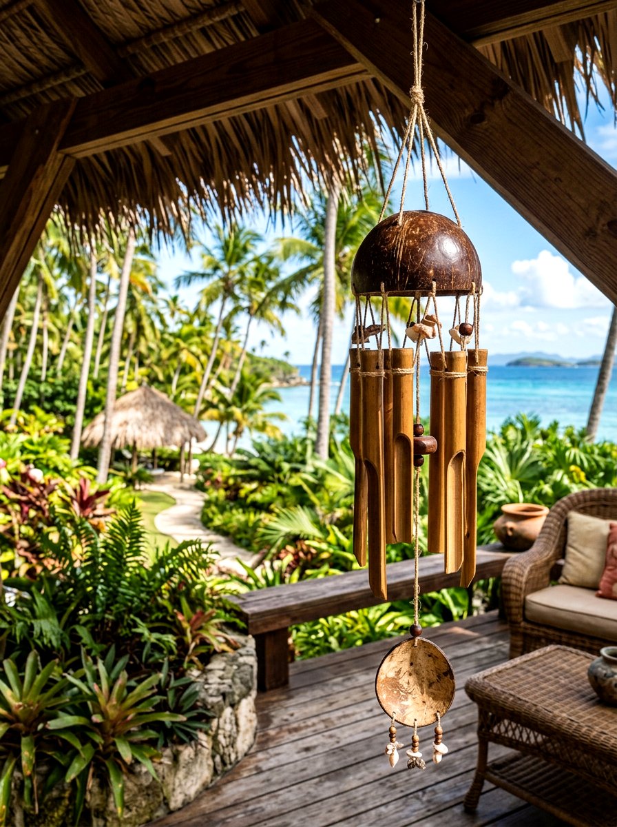 Coconut shell wind chime - 25 Spring DIY Wind Chime Ideas