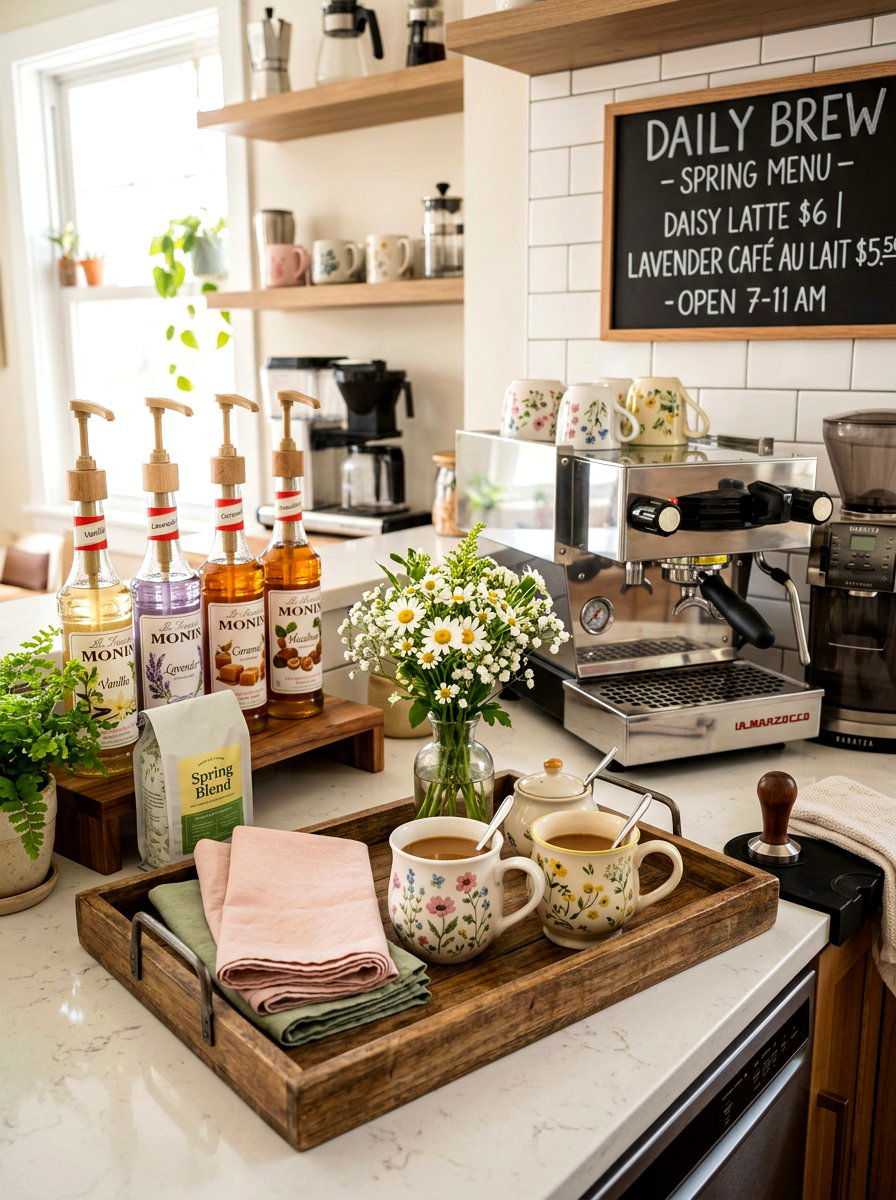 Coffee Bar Tray - 25 Spring Tiered Tray Ideas for Kitchen