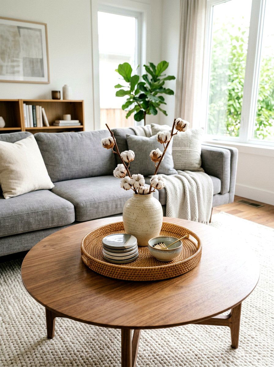 Coffee Table Cotton Stem Tray - 25 Spring Cotton Stem Decor Ideas